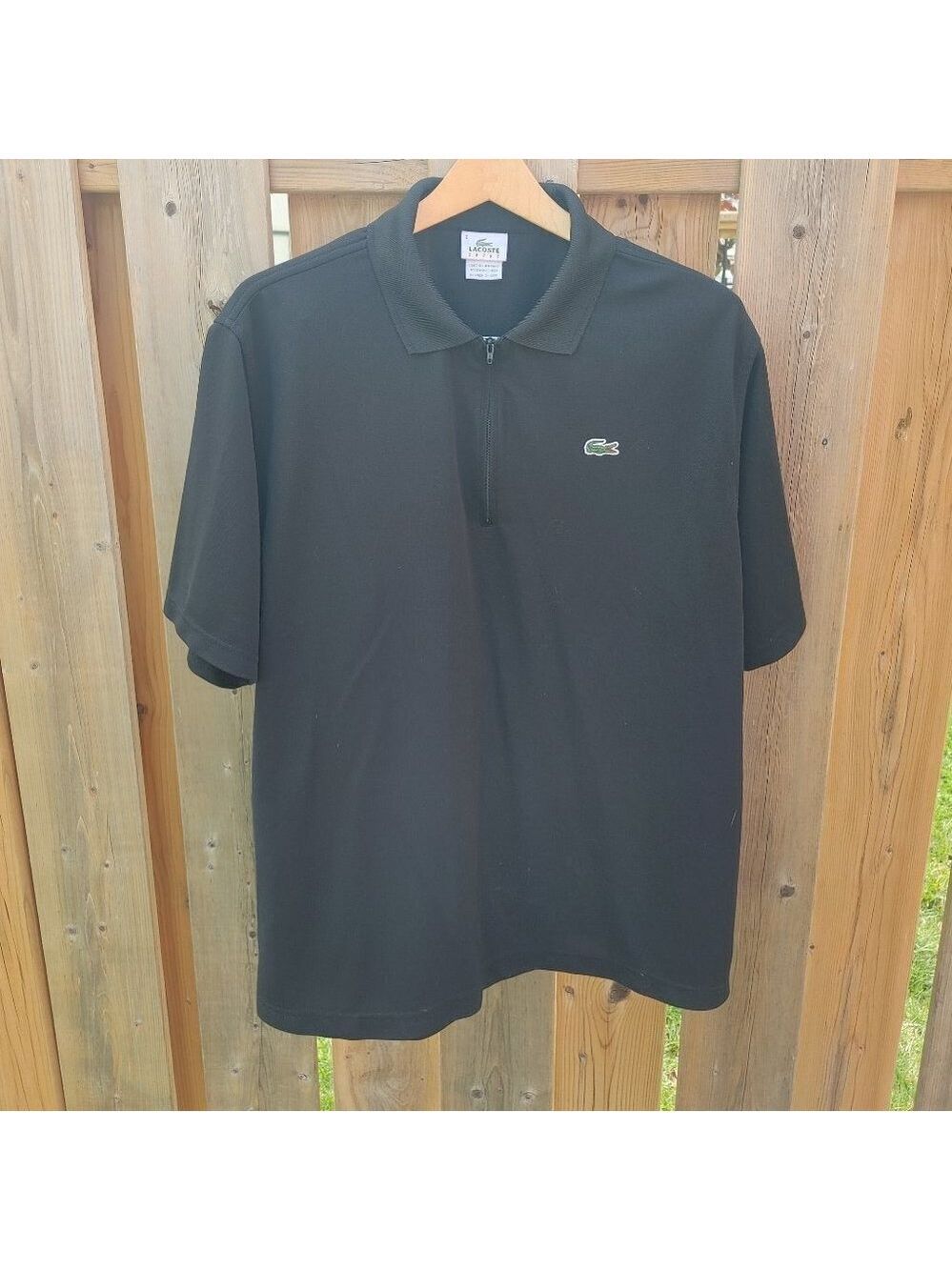 Lacoste Half Zip Black Short Sleeve Polo Size 6